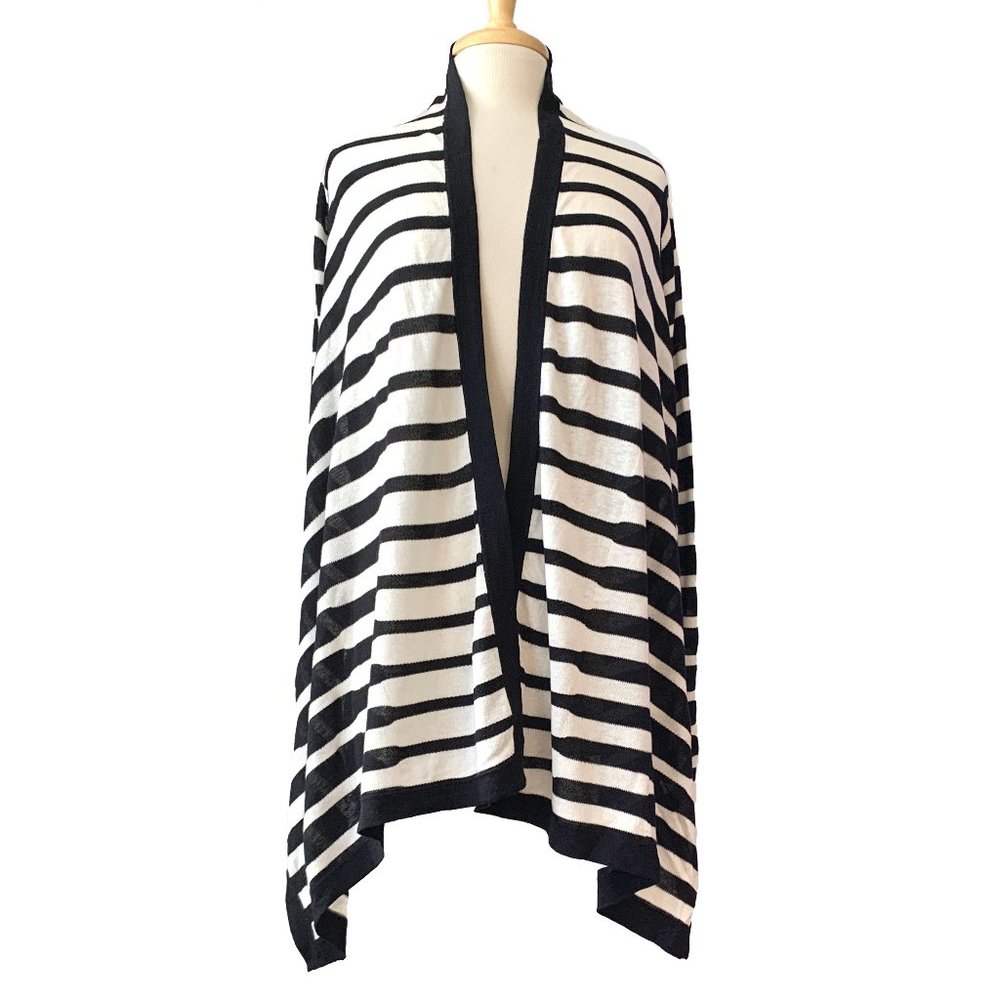 BCBGMaxAzria Moto Cardigan Wrap S/XS Black and White Stripes